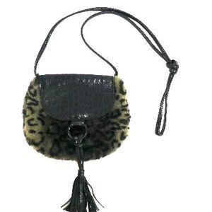 GAL novelty fuzzy furry leopard patterned purse bag